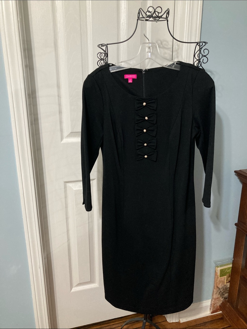 NWOT. Talbots Black Dress with Bow Accents